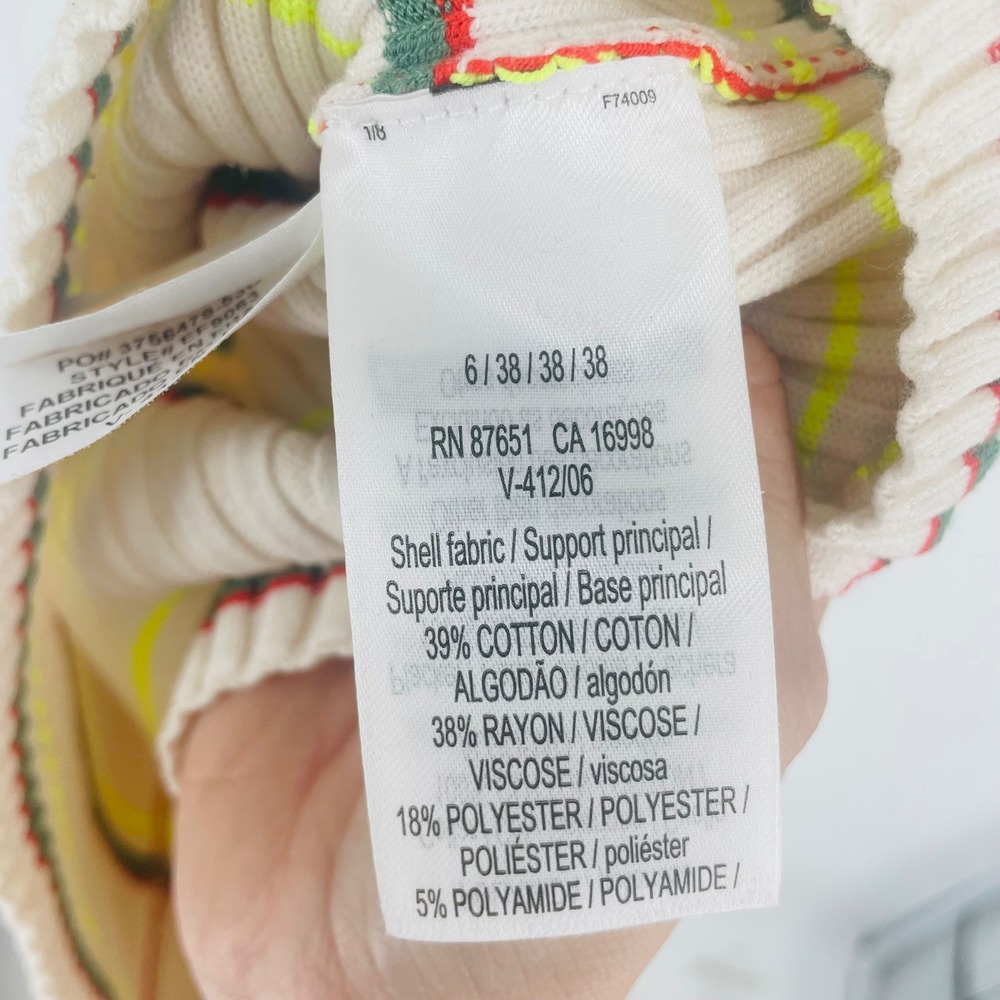 Lacoste Made in France Striped Ribbed Knit Polo Dress Cream Green Red Size 38 - Picture 7 of 13